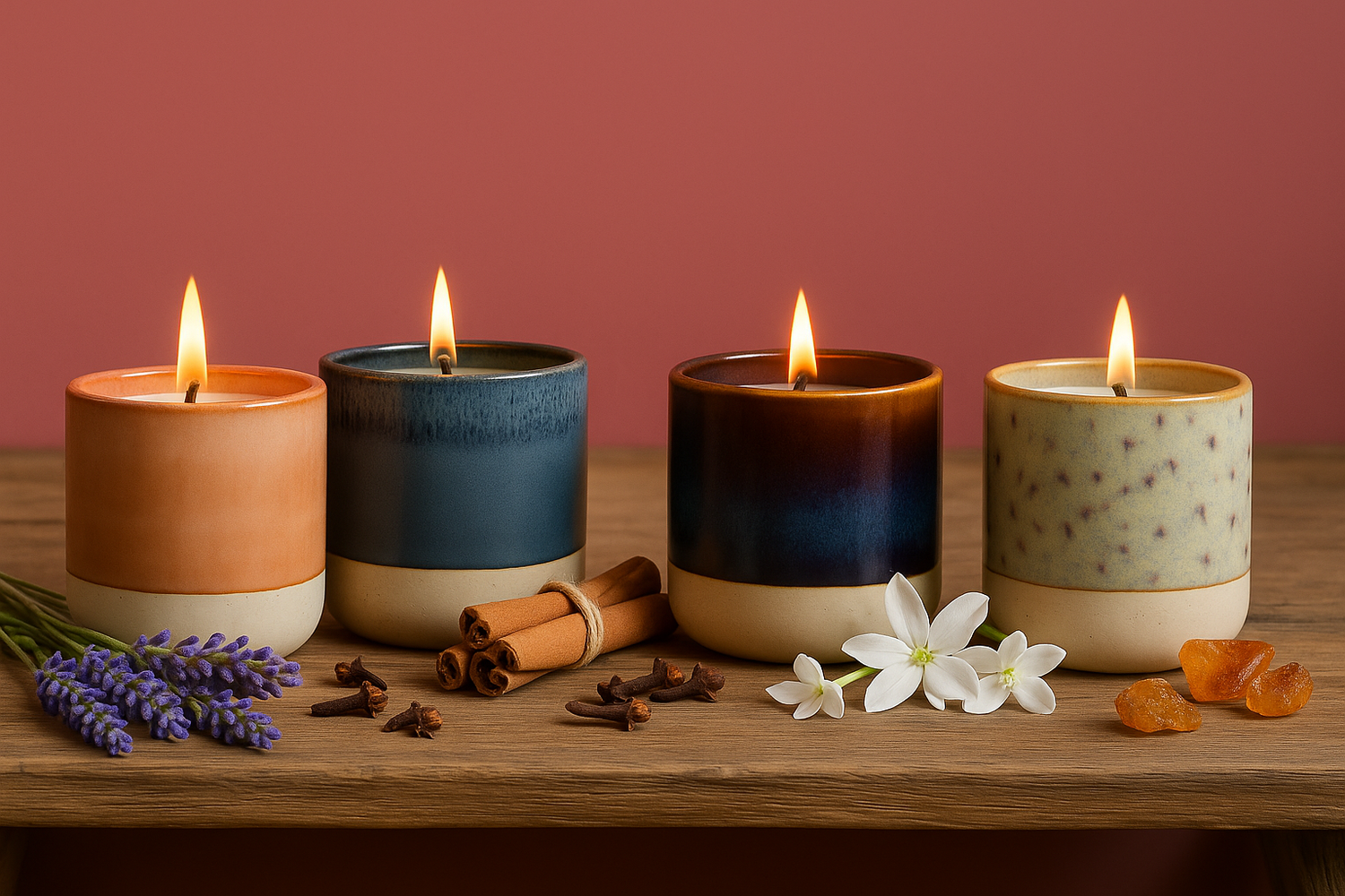 Ylura kaarshouders met brandende kaars en ingrediënten