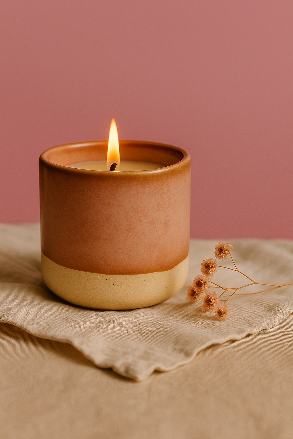Ylura keramische kaarshouder Blush roze geglazuurd