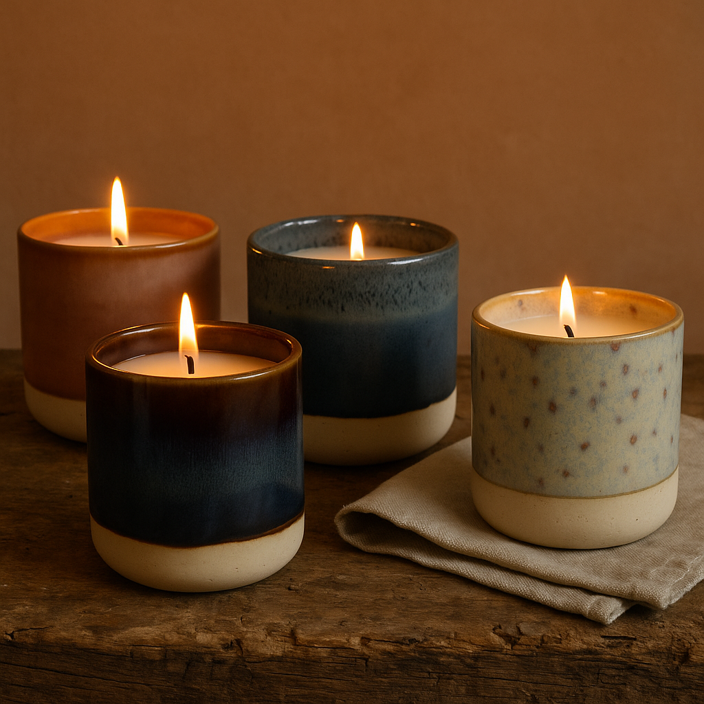 Ylura navulbare geurkaarsen sfeervol brandend in de kaarshouders